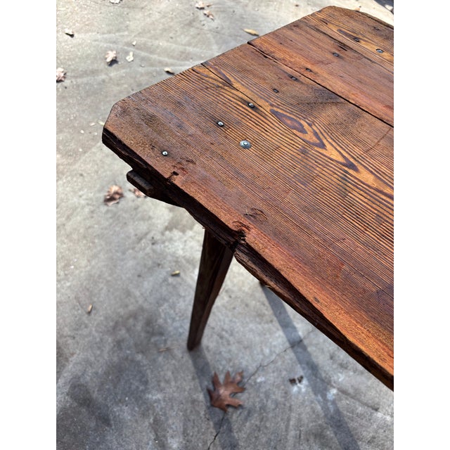 1920s Primitive Tall Harvest Table For Sale - Image 5 of 6