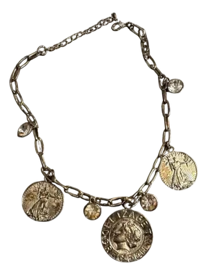 1990s Gold-Tone Costume Jewelry Italian Charms Necklace