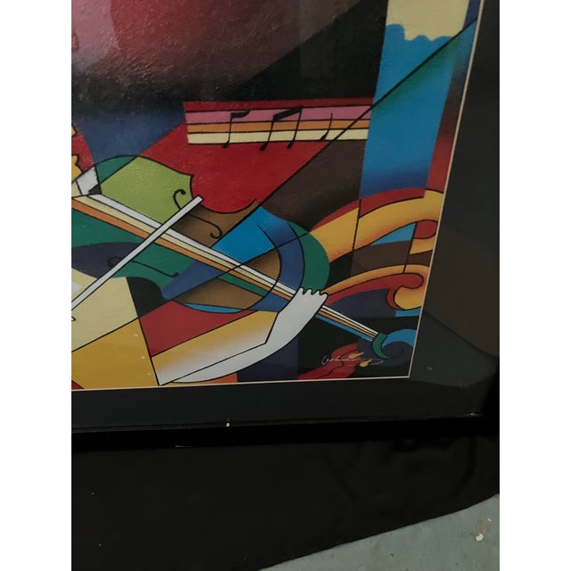 Mid-Century Modern Style Cubist Violinist Painting Signed G. Kendall For Sale - Image 10 of 10