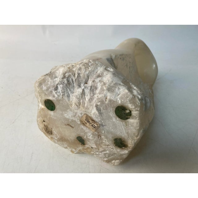 Stone 1970s Vintage Translucent White Alabaster Owl Sculpture For Sale - Image 7 of 10