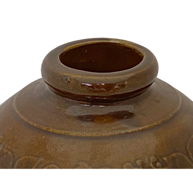 Ceramic Vintage Chinese Handmade Ceramic Brown Glaze Vase Jar For Sale - Image 7 of 7