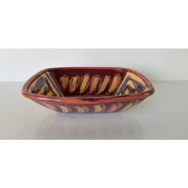 Vintage Hand-Painted Abstract Design Decorative Ceramic Bowl For Sale In Miami - Image 6 of 10