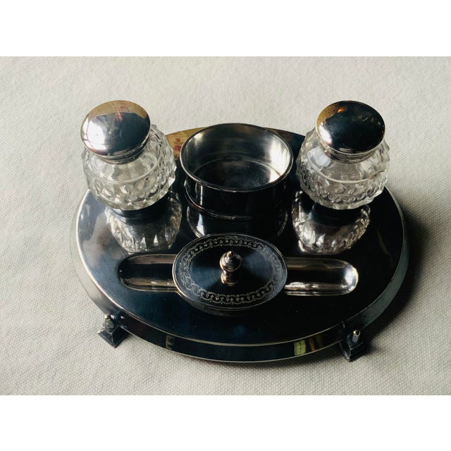 English Neoclassical Silverplate Inkwell & Inkstand ,c.1900 For Sale - Image 15 of 16
