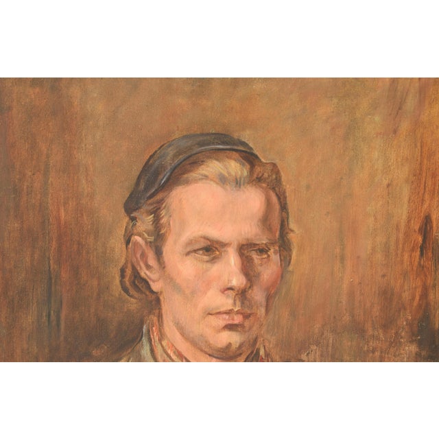 1940s Ludwig Straub, Self-Portrait, 1930s, Oil on Hardboard, Framed For Sale - Image 5 of 10