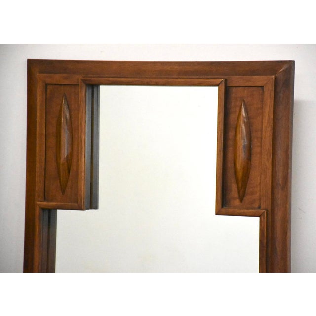 Mid-Century Modern 1960s Thomasville Walnut and Rosewood Mirror For Sale - Image 3 of 6