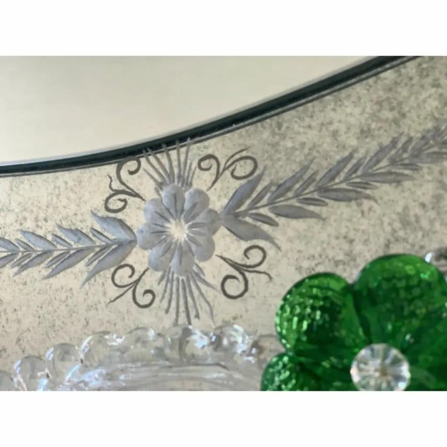 Contemporary Venetian Murano Glass Oval Floral Wall Mirror by Simoeng For Sale - Image 3 of 8