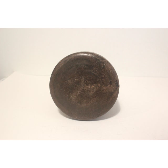 Brown Early 20th Century Primitive Wood Vase With Repair For Sale - Image 8 of 11