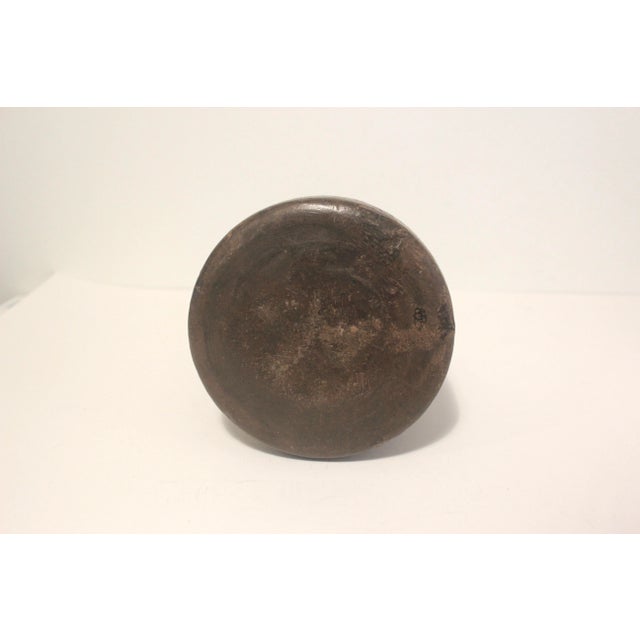 Brown Primitive Wood Vase With Repair For Sale - Image 8 of 11