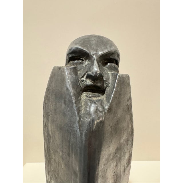 Metal Mid 20th Century Larry Mohr Signed Bronze Figurative Sculpture Tall Abstract Modernist Form on Base For Sale - Image 7 of 8