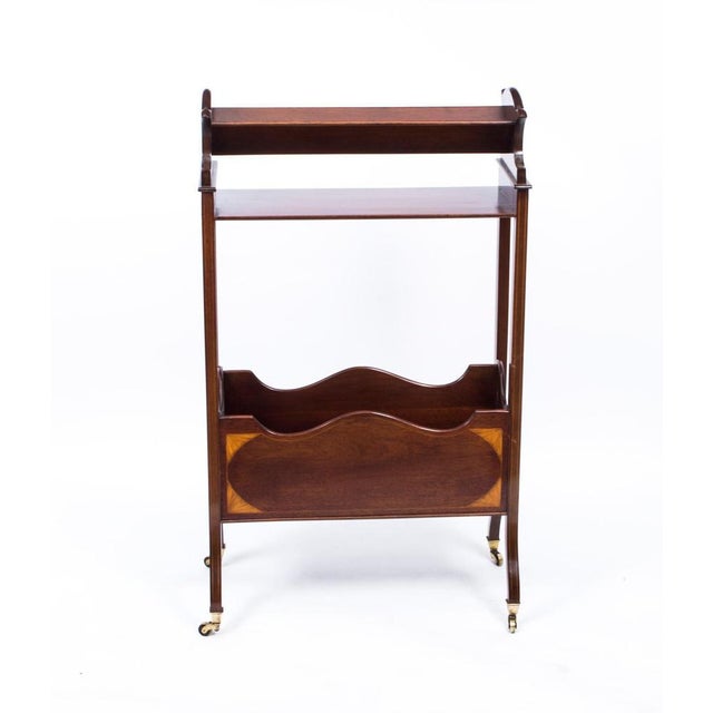Early 20th Century Edwardian Inlaid Mahogany Bookstand For Sale - Image 3 of 12