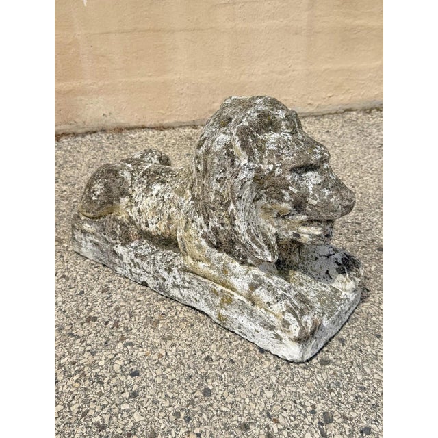 Vintage Classical Style Cast Cement Concrete Guardian Entry Lions - Pair For Sale - Image 15 of 16