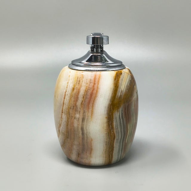 Gemstone Mid-Century Modern Italian Onyx Smoking Set with Table Lighter & Ashtray, 1960s, Set of 2 For Sale - Image 7 of 10