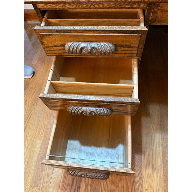 Late 20th Century Oak Rolltop Desk (Oak Crest) With Oak Chair For Sale - Image 10 of 18