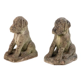 Pair of Composite Stone Boxer Dog Garden Statues, England 1960s For Sale