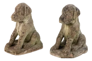 Pair of Composite Stone Boxer Dog Garden Statues, England 1960s