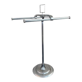 1930s Art Deco Freestanding Double Pole Chrome Garment Rack For Sale
