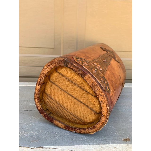 19th-Century French Leather-Wrapped Grain Bin or Umbrella Stand For Sale - Image 11 of 11