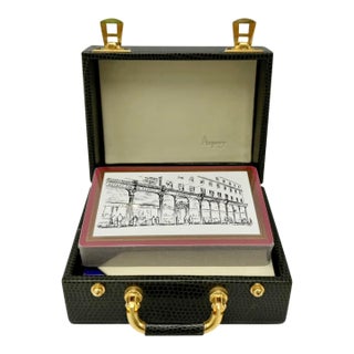 Asprey London Double Deck Playing Cards With Green Leather Case For Sale