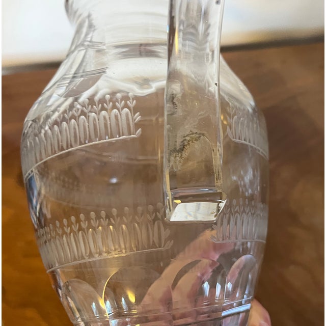 Large Antique Early 19th Century George III Anglo Irish Cut Crystal Glass Wine Ewer or Water Pitcher For Sale - Image 12 of 18