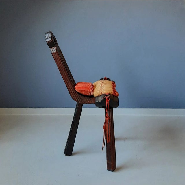 1970s Spanish Wooden Stool, 1960s For Sale - Image 5 of 10