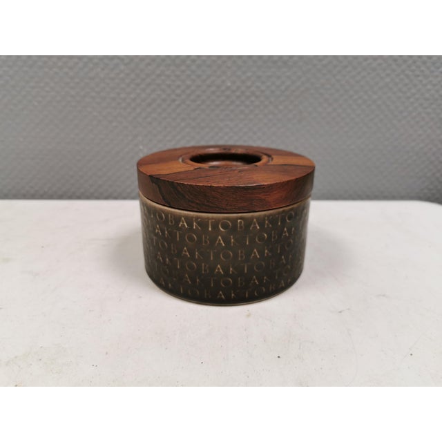 Ceramic Tobacco Jar with Rosewood Lid from JHQ, Denmark, 1960s For Sale - Image 12 of 17