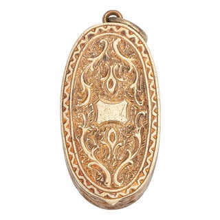 Antique Victorian Pill Box Pendant 14k Rose Gold Charm Heirloom Jewelry Match For Sale