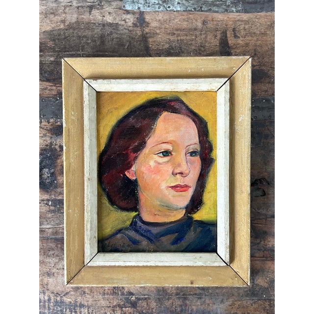 Goldenrod Vintage Original Oil Portrait on Canvas For Sale - Image 8 of 12