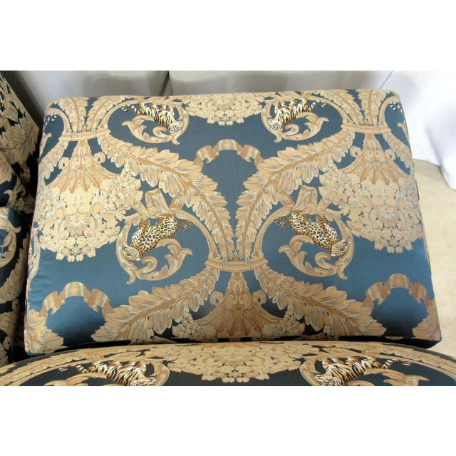 Unusual Grafton Furniture Company Custom Made Lounge Chairs With a Tiger Print Fabric - a Pair For Sale - Image 10 of 13