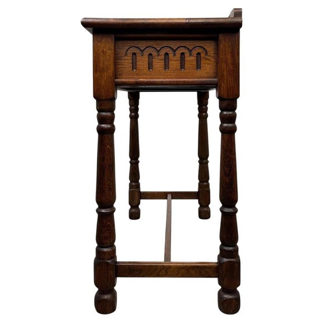 Antique Early 20th Century English Edwardian Oak Side Table For Sale - Image 10 of 12