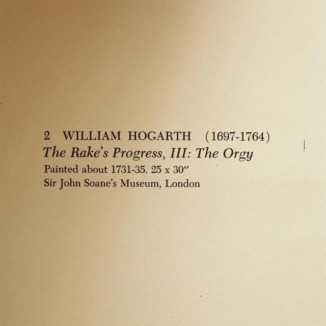 1950s 1956 After William Hogarth "The Rake's Progress, 3: The Orgy", Vintage Full-Color Print For Sale - Image 5 of 8