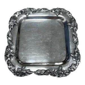 Antique Silverplate Engraved Ring Tray