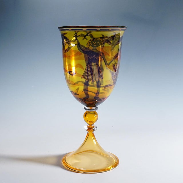 Glass Art Glass Graal Goblet by Wilke Adolfsson 1988 For Sale - Image 7 of 12