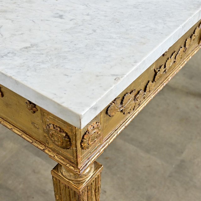 Wood Italian 18th Century Giltwood Console with Original Marble Top For Sale - Image 7 of 18