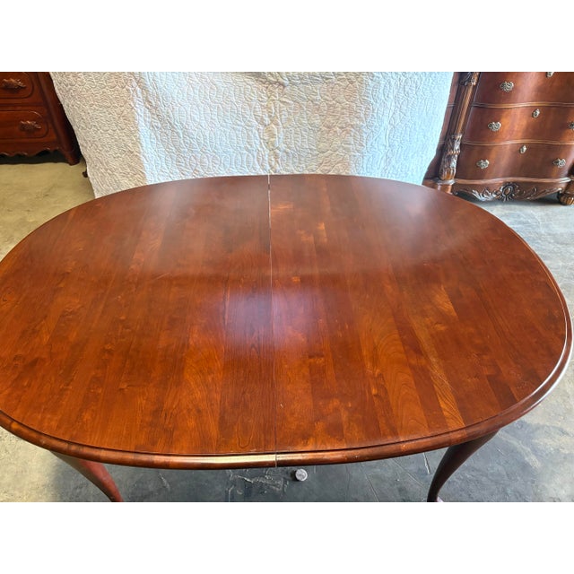 1990 Cresent Furniture Queen Anne Solid Cherry Dining Table With Two Leaves – Nashville, Tn For Sale - Image 4 of 10