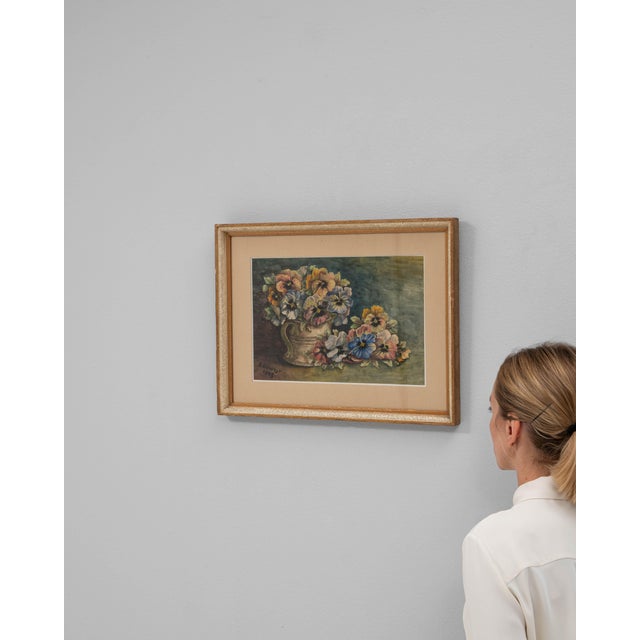 1943 Belgian Wall Art With Wooden Frame For Sale - Image 11 of 18