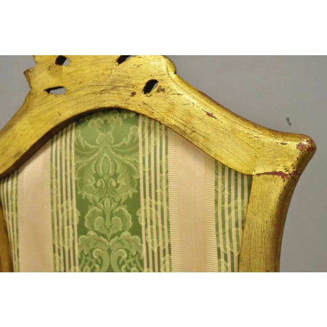 Gold Late 20th Century Vintage French Louis XV Style Gold Giltwood Carved Boudoir Side Chairs - A Pair For Sale - Image 8 of 10