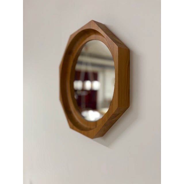 Wood Scandinavian Mirror in Pine, 1970s For Sale - Image 7 of 7