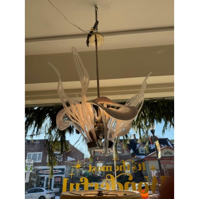 1980s Murano Calla Lilly Chandelier For Sale - Image 4 of 6