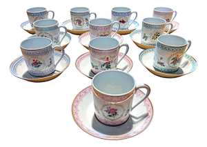 Joséphine Collection Coffee Service in Limoges Porcelain Roses Decor from Haviland, 1982, Set of 22