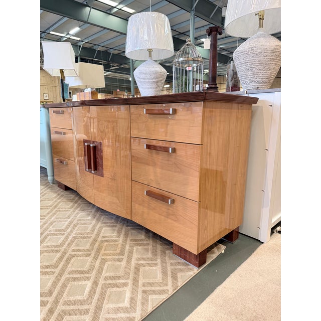 Mid-Century Modern Italian Mid Century Modern Art Deco Credenza in Figured Wood Veneers For Sale - Image 3 of 12