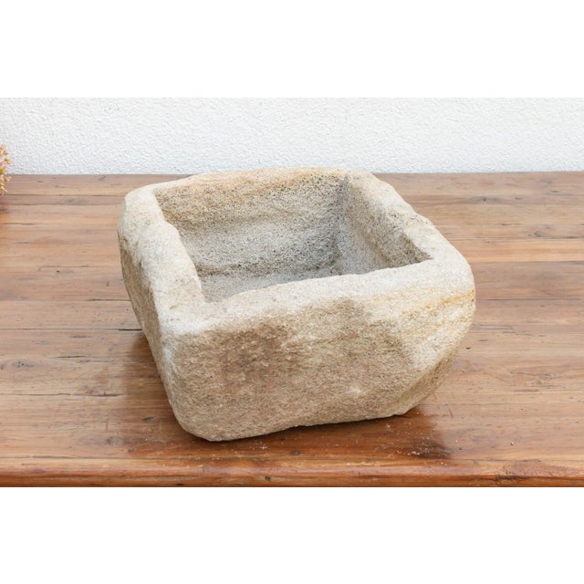 French Bastide Basin, French Hand-Carved Stone Planter For Sale - Image 3 of 6