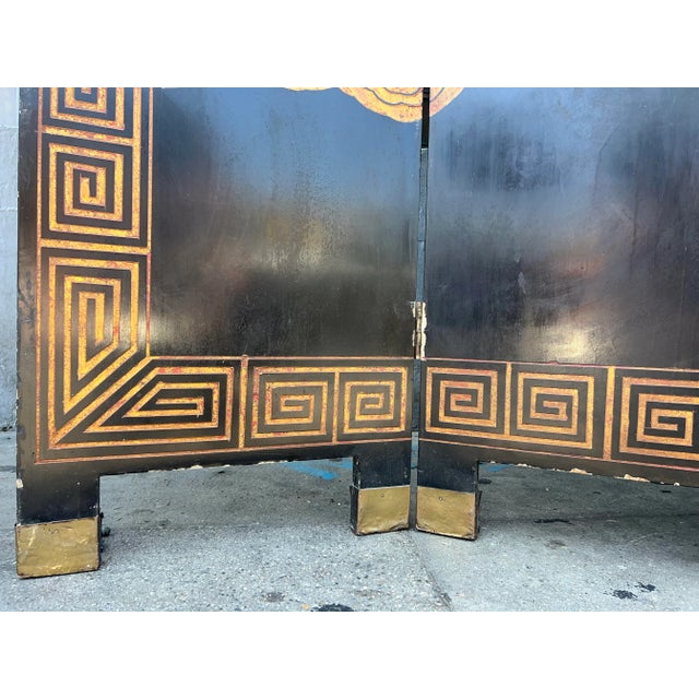 Wood Mid-Century Ming Dynasty Room Divider With Gold Guilt Detailing For Sale - Image 7 of 13