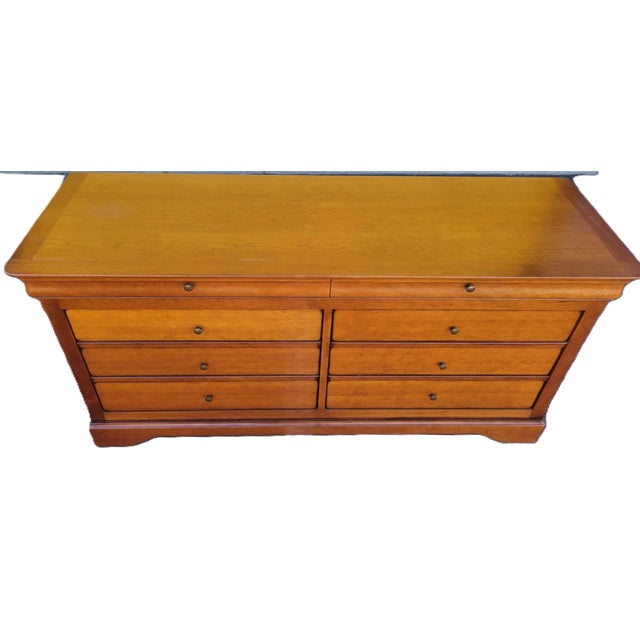 Vintage Grange Louis Philippe Solid Cherry Eight-Drawer Dresser For Sale - Image 9 of 13