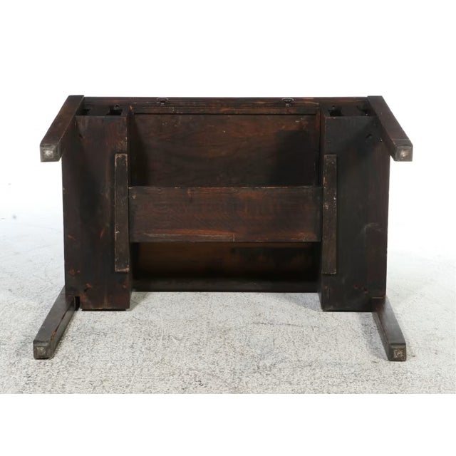 Antique Arts and Crafts Single Drawer Oak Desk For Sale - Image 10 of 11
