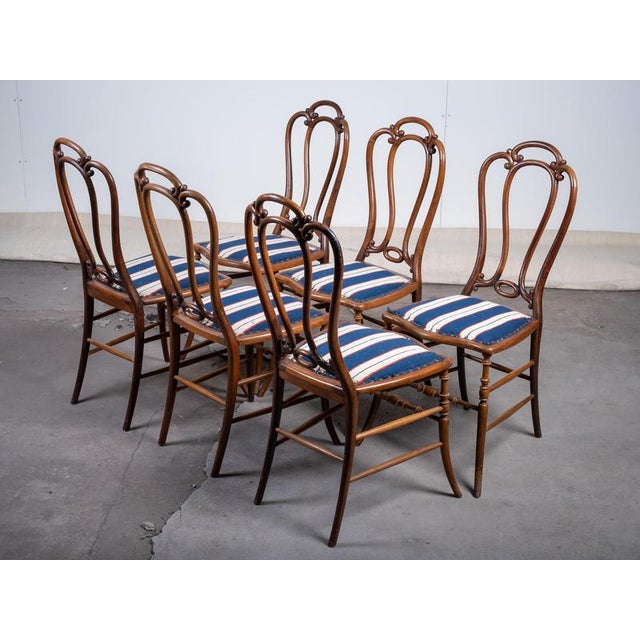 Art Nouveau Beechwood Café Chairs by W. Giessing, 1930s, Set of 6 For Sale - Image 4 of 11