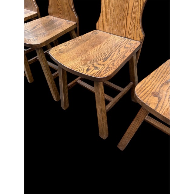 Auburn 1970s Set of Four Vintage Brutalist Chairs Oak Quality Build Mid-Century Modern Brutalist For Sale - Image 8 of 8
