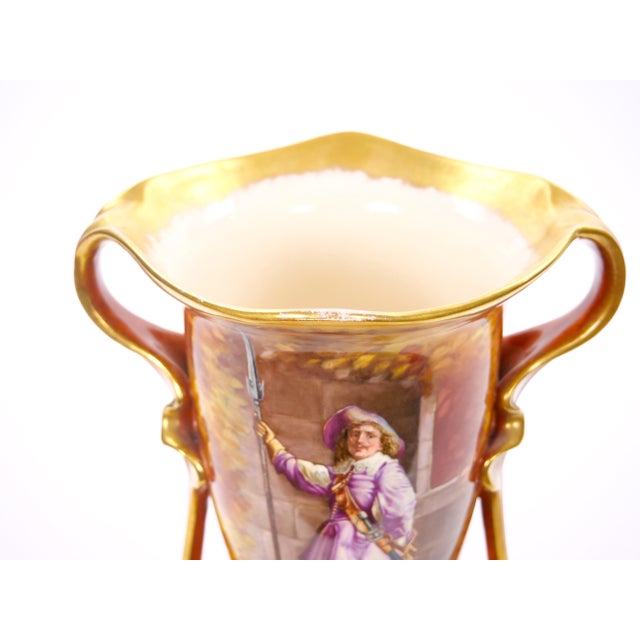 Antique Royal Bonn German Porcelain Hand-Painted & Gilt Figural Decorative Vases For Sale - Image 4 of 12