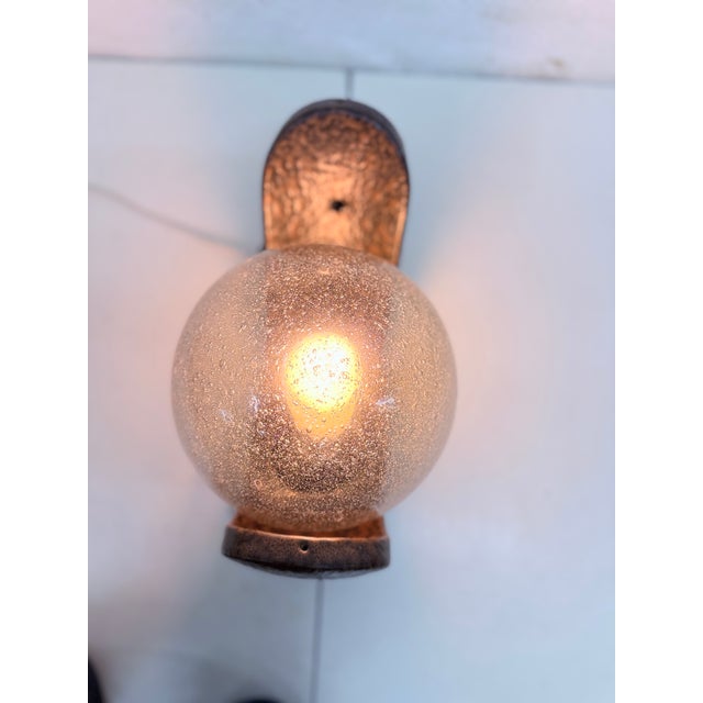 Brown Brutalist Style Wall Lamp in Ceramic and Glass, 1970s For Sale - Image 8 of 12