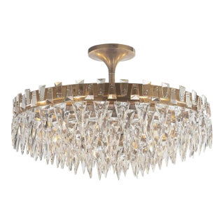 Visual Comfort Trillion 10 Semi Flush Mount Crystal Chandelier For Sale