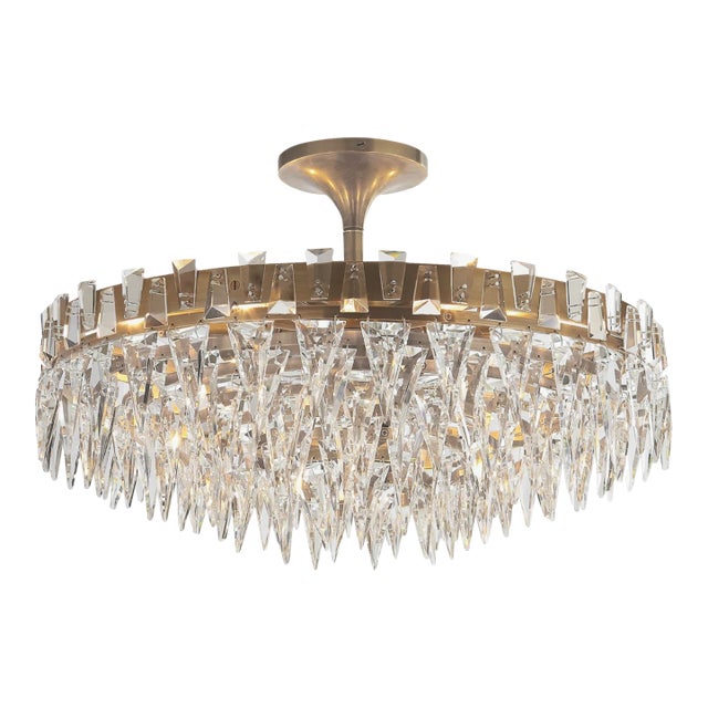 Visual Comfort Trillion 10 Semi Flush Mount Crystal Chandelier For Sale